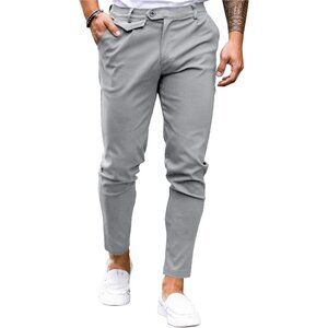 Men's Skinny Tapered Dress Pants Comfort Casual Solid Trousers